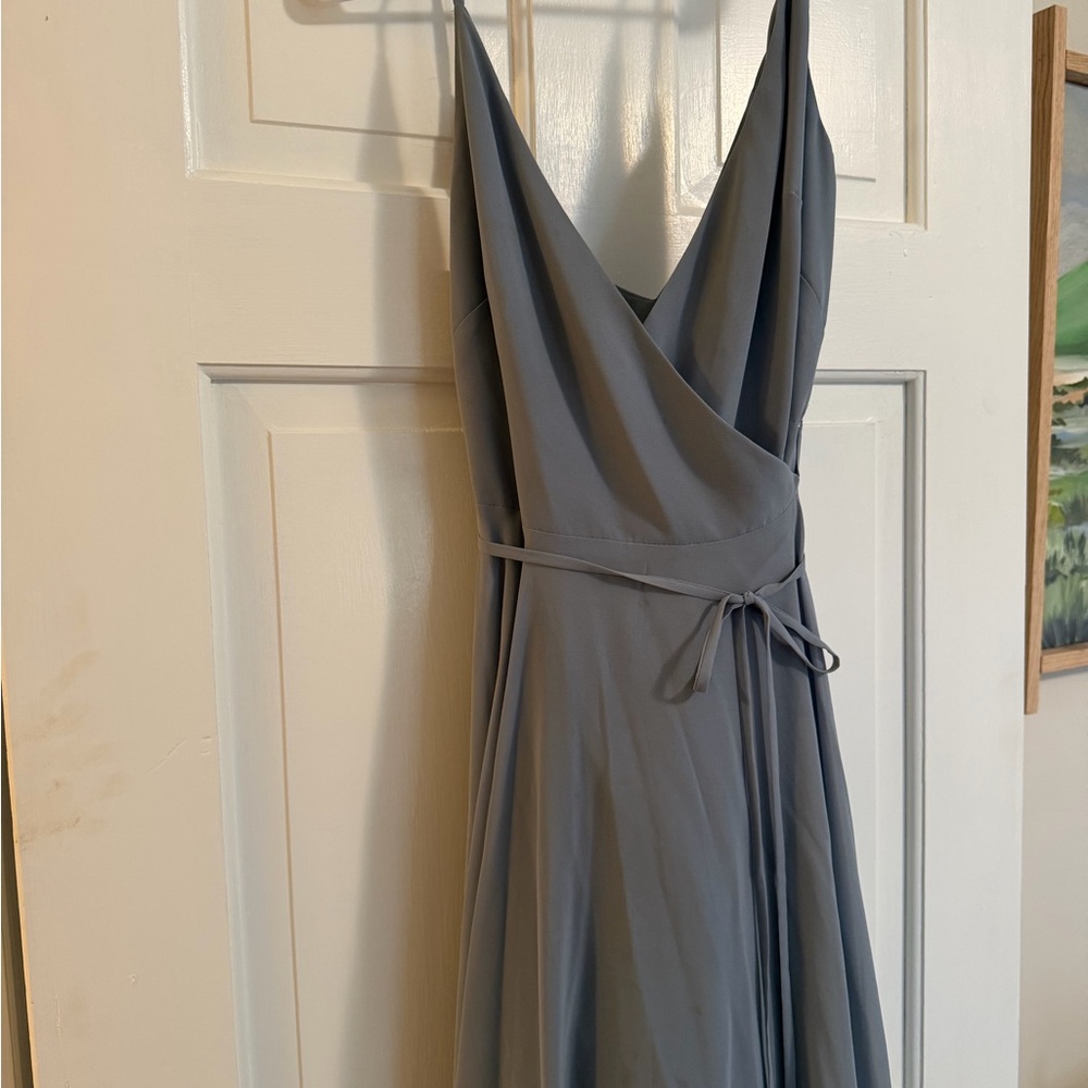 Jenny Yoo Slate Blue wrap Dress